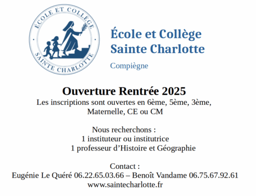 Ouverture de l’École et Collège Sainte Charlotte – Rentrée 2025